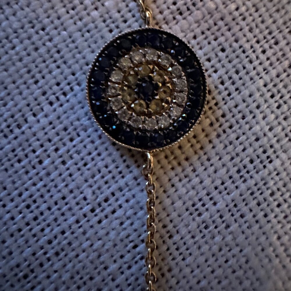 Meira T Round Evil Eye Diamonds and Sapphire Bracelet - Picture 3 of 5